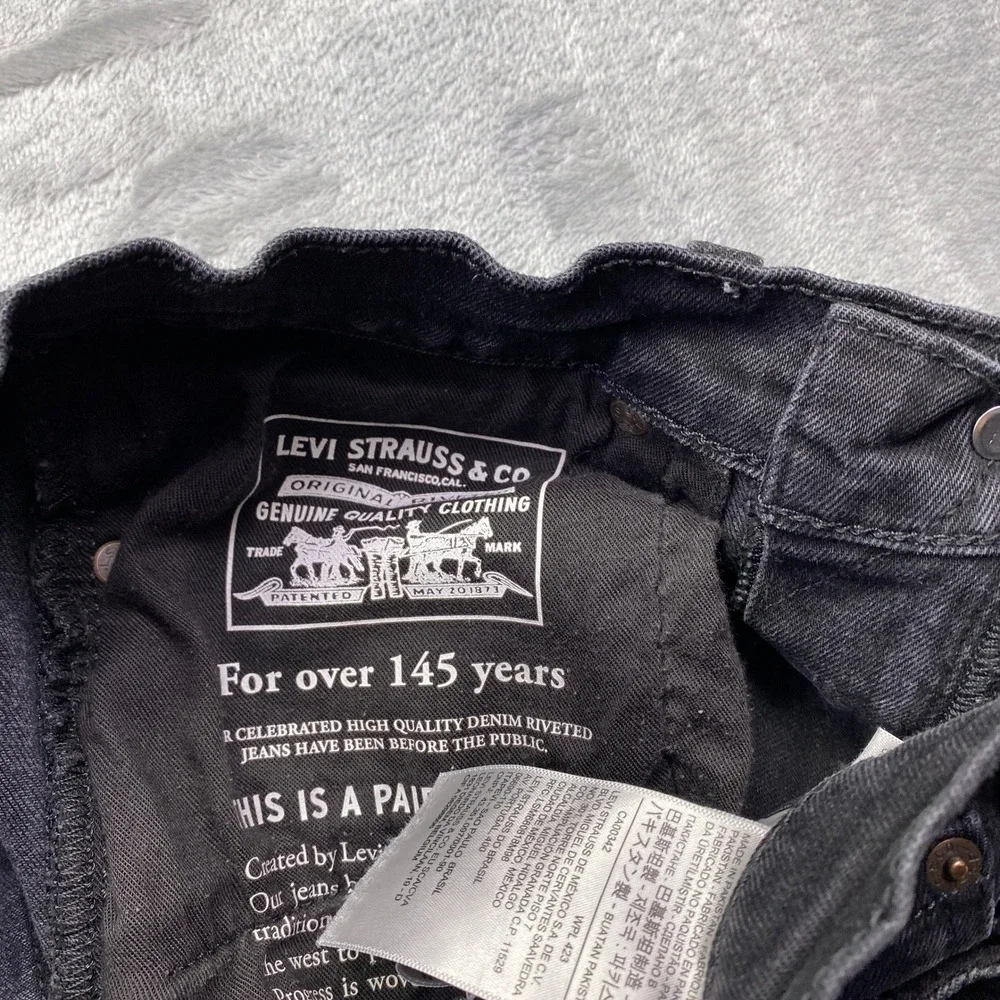 Levi Strauss Premium Mens Black Wash Slim Fit Jeans Sz 29 Fits 26